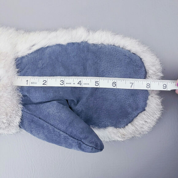 Genuine Rabbit Fur Gloves Mittens Long Mittens Men's Size Small Sherpa Lined - Picture 8 of 9